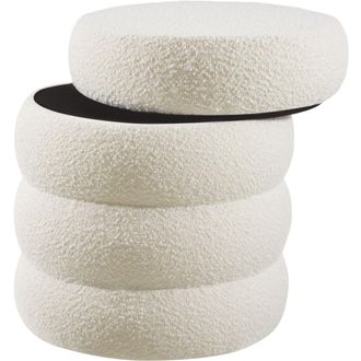TecTake Taburete tapizado, redondo con almacenaje 42 x 42 x 47 cm crema