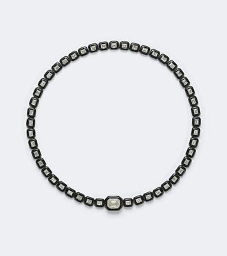 Nikos Koulis Oui 18kt white gold and enamel necklace with diamonds