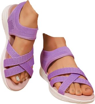 Generic Womens Wide Fit Orthopedic Sandals Arch Support Slip-On Platform Slides, Comfy & Washable Summer Sport Shoes Beach Slingback Platform Shoes