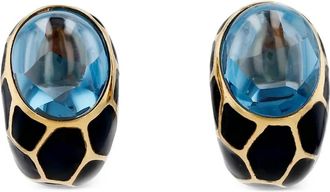 Fred Perry Orecchini smaltati con topazio anni 80 - Oro