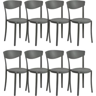 Beliani Beliani - Conjunto De 8 Sillas De Comedor Gris Claro Polipropileno Ligero Resistente Vieste