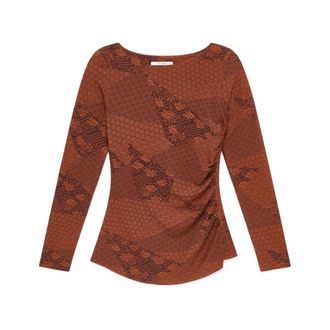 Maliparmi Moza&iuml;ek Kimono T-shirt - Dames - Longsleeves - Rood - 2XL - Tops
