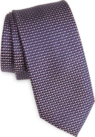 Nordstrom Langley Geometric Pattern Silk Jacquard Tie in Eggplant at Nordstrom