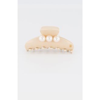Alexandre de Paris Pearl Claw Clip in Beige at Nordstrom, Size Medium