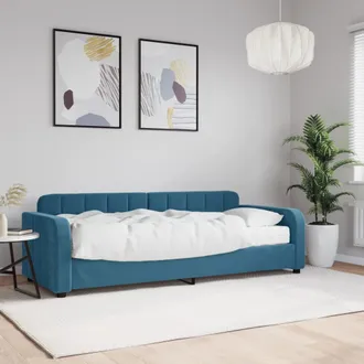 vidaXL Vidaxl - Sof&aacute; Cama Con Colch&oacute;n Terciopelo Azul 80x200 Cm