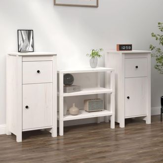 vidaXL Vidaxl - Aparadores 2 Uds Madera Maciza De Pino Blanco 40x35x80 Cm