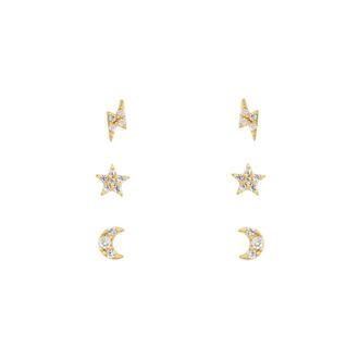 Girls Crew Womens Teeny Tiny Galaxy Studs Earring Set In Gold