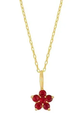 Bony Levy El Mar 18K Gold Gemstone Flower Pendant Necklace in 18K Yellow Gold Ruby at Nordstrom Rack