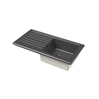 Balterley Fireclay Single Bowl Kitchen Sink Grooved Drainer Dark Grey 1010mm