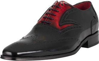 Jeffery West Oxford Gepolijste Leren Schoenen, Zwart