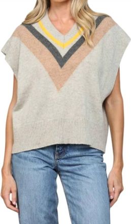 Fate Stripe Knitted Vest In Heather Grey