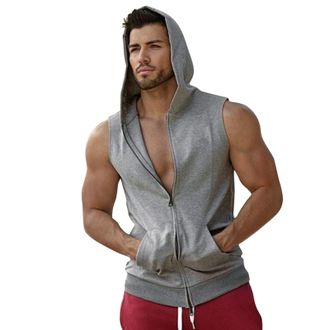 Generic Running Muscle Tank Top for Men Sleeveless Hoodies T-Shirts Workout Tank Tops Man Sports Training Hooded Summer Athletic Tank Top Cotton Gym Vests Spo