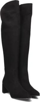 Notre-V Elegante Zwarte Su&egrave;de Hoge Laarzen - Dames - Laarzen met Hak - Zwart - 38 EU - Su&egrave;de - Schoenen