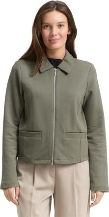 Tom Tailor Jackenblazer TOM TAILOR, Damen, Gr. XXL, cloudy gr&uuml;n, Web, Obermaterial: 54% Baumwolle, 43% Polyester, 3% Elasthan, unifarben, regular fit taillenbede