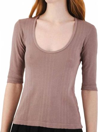 PRAIRIE UNDERGROUND Pointelle Scoop Top In Mauve Mist
