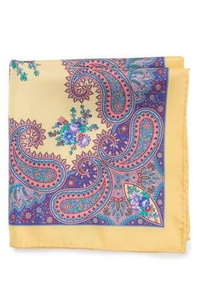 Robert Graham Paisley Floral Silk Pocket Square in Yellow/Blue at Nordstrom Rack