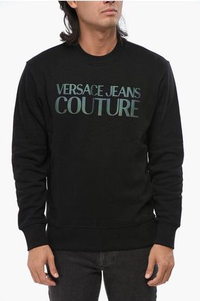 Versace JEANS COUTURE Fleeced Cotton Crew-neck Sweatshirt with Iride size Xs