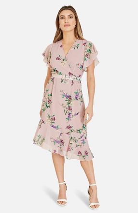 Yumi Midi Dress With Frill Details in Pink at Nordstrom, Size 12
