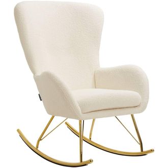 TecTake Rocking Chair Swing - Armchair Steel Runners, Thick Padding in Beige