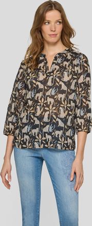 Rabe Druckbluse RABE, Damen, Gr. 36, schwarz, Web, Obermaterial: 100% Baumwolle, bedruckt, l&auml;ssig geschnitten h&uuml;ftbedeckend, Rundhals, elastischer Bund, Bl