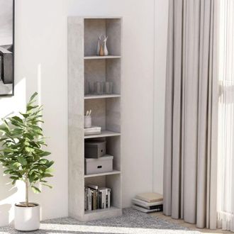 vidaXL Libreria 5 Ripiani Grigio Cemento 40x24x175cm Legno Multistrato - Vidaxl
