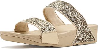 FitFlop Lulu Multi-Tonal Glitter Slides Womens Sandals Platino/Silver : 10 M (B), Leather