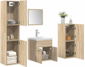 vidaXL Juego De Muebles De Ba&ntilde;o 5 Pzas Madera Ingenier&iacute;a Roble Sonoma Vidaxl