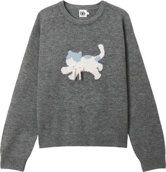 B+ab Maglione con applicazioni - Grigio