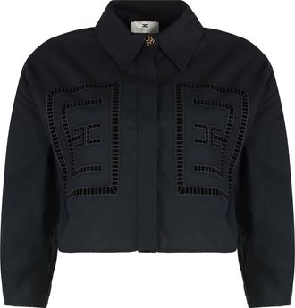 Elisabetta Franchi Womens Cotton Poplin Shirt - Black - Size EU 34 (Womens)