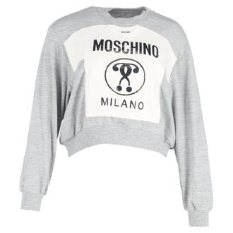 Moschino T-Shirt Print Crewneck Sweater in Grey Cotton
