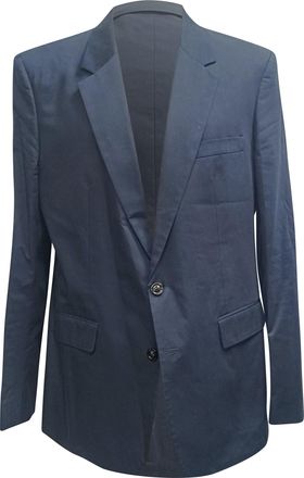 Maison Margiela Single-Breasted Blazer with Pockets in Navy Blue Cotton