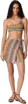 Missoni Mini Pareo Skirt In Lam&eacute; Viscose With Macro Zigzag Pattern in Black & Multicoloured at Nordstrom, Size X-Small