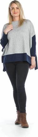 Papillon Poncho Style Sweater In Grey Heather/navy