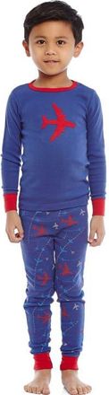 Leveret Kids Cotton Two-Piece Printed Pajamas, Vehicles & Machines in Airplane at Nordstrom, Size 12