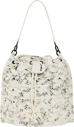 Desigual borsa a secchiello media con lettering bianco-Neutro