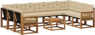 vidaXL Conjunto De Sof&aacute;s De Exterior 10 Uds. Natural Y Beige Vidaxl