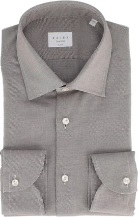 Xacus Pointed Collar Textured Long-Sleeve Shirt