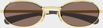 Gucci Men & apos;s Oval Metal Sunglasses