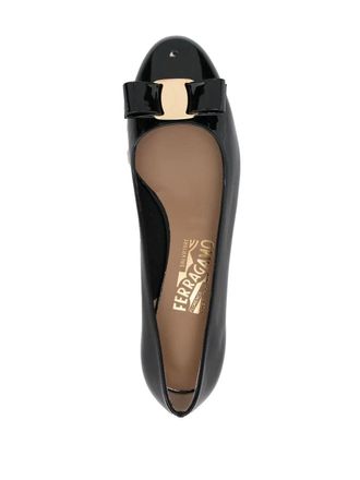 Ferragamo Bow-Detail Patent Leather Pump - Black