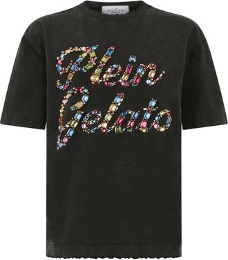 Philipp Plein Fit T-Shirt Gelato Stones - Dames - T-shirts - Zwart - L - Katoen - Tops
