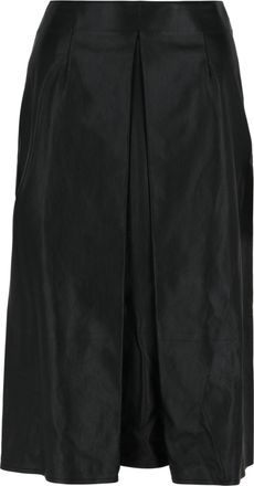 Ferragamo Pleated-Front Leather Midi Skirt