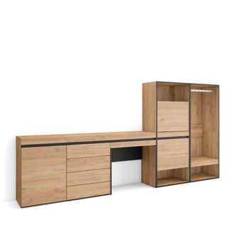Skraut Home Zapatero efecto madera roble 297x35x145cm