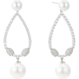 Untamed Petals Muse Pearl Drop Earrings in Silver at Nordstrom