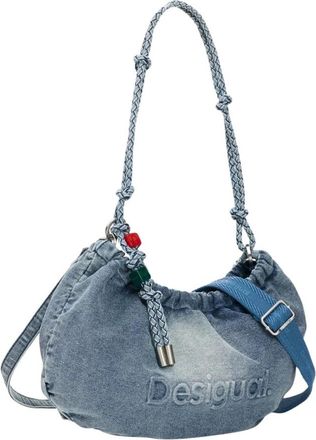 Desigual Half Logo Denim Waverly - Dames - Schoudertassen - Blauw - ONE Size - Denim - Tassen