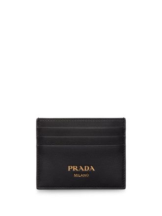 Prada logo-stamp leather cardholder - women - Leather - One Size - Black