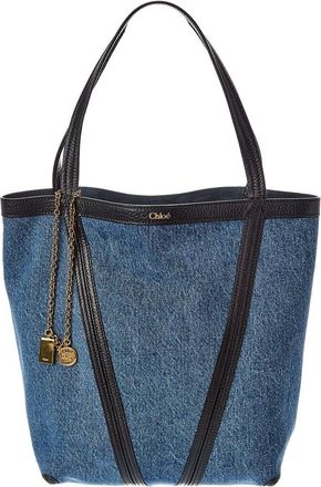 Chlo&eacute; Spin Denim & Leather Tote