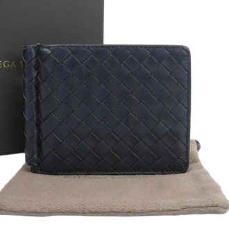 Bottega Veneta Navy Leather Money Clip (Pre-Owned)