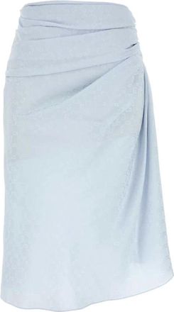 Givenchy Gedrapeerde Rok in Monogram 72 Jacquard - Dames - Midirokken - Blauw - XS - Satijn - Rokken