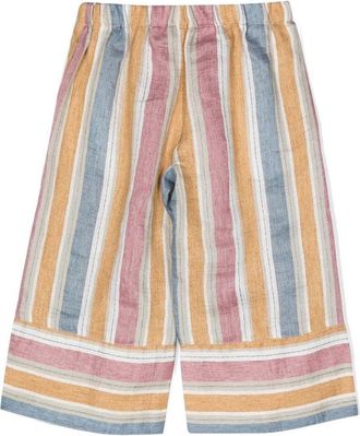 Il Gufo Striped Linen Capris - Multicolor