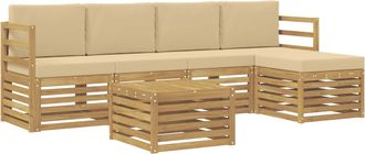 vidaXL Conjunto De Sof&aacute;s De Exterior 6 Uds. Y Beige Poli&eacute;ster Vidaxl